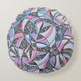 Cojín Redondo Geometric Circles Kaleidoscope Round Pillow