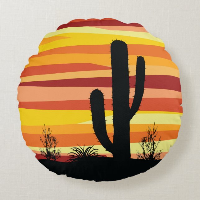 Cojín Redondo Geometric desert sunset (Anverso)