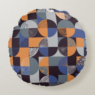 Cojín Redondo Geometric Handdrew: Doodles Creativos Sin Marea.
