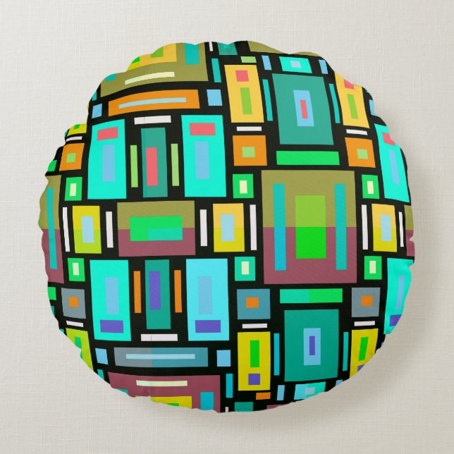 Cojín Redondo Geometric Mosaic Pillow Block Shape (Anverso)