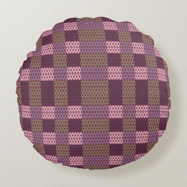 Cojín Redondo Geometric Patchwork Throw Pillow – Modern Purple C (Anverso)
