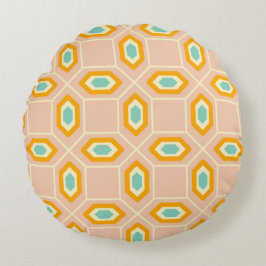 Cojín Redondo Geometric pattern in blue and orange diamond shape