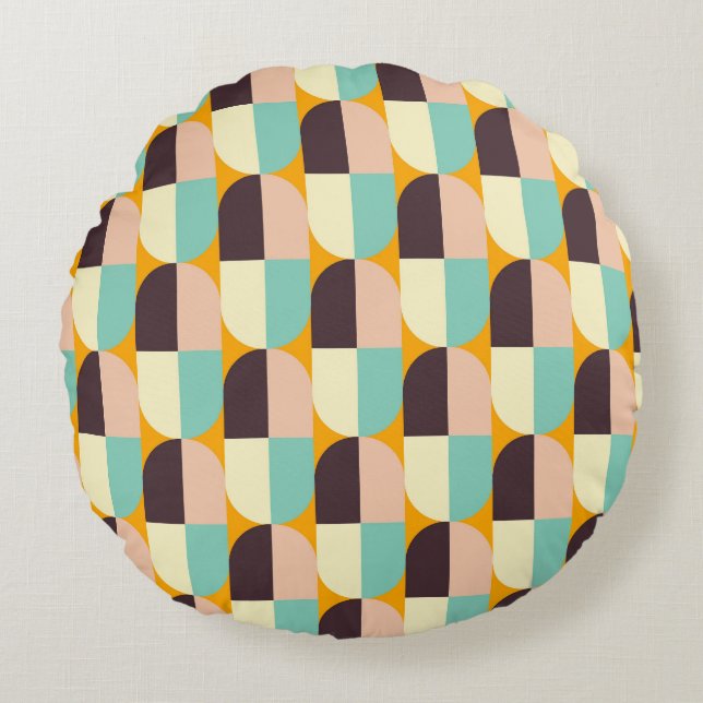 Cojín Redondo Geometric pattern with overlapping half-circles (Anverso)