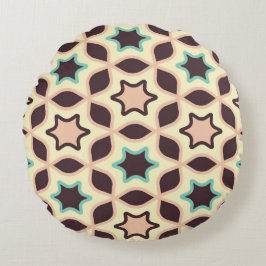 Cojín Redondo  Geometric pattern with star shapes in brown and t