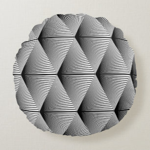 Cojín Redondo Geométrica de diamante: diseño de cosecha monocrom