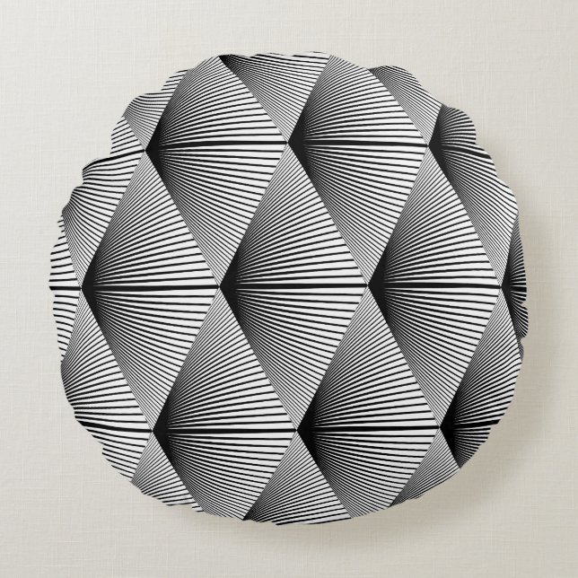 Cojín Redondo Geométrica de diamante: diseño de cosecha monocrom (Anverso)