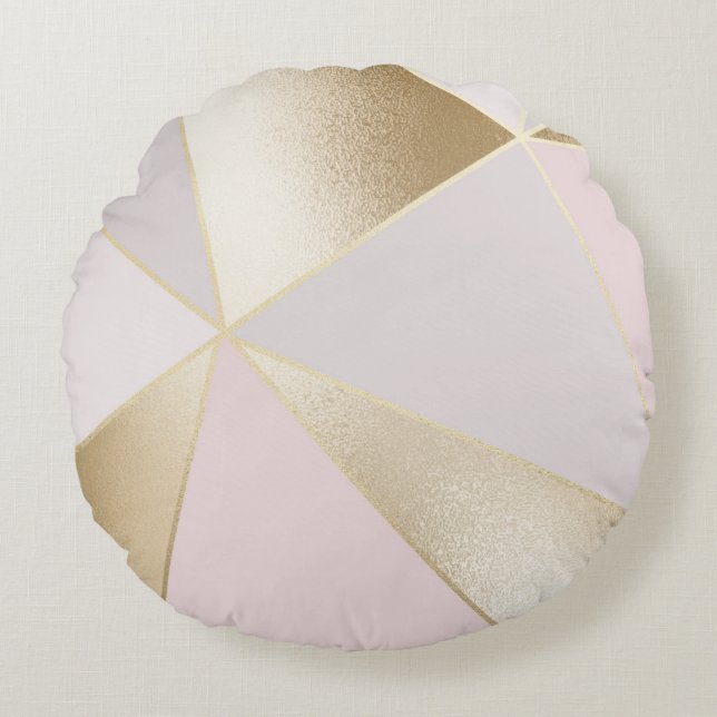 Cojín Redondo Geométrica de oro rosa (Anverso)