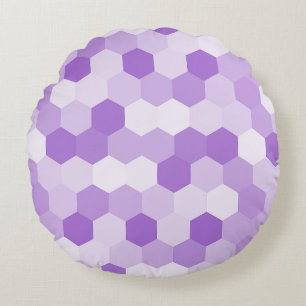 Cojín Redondo Geométrico Hexagonal Blanco Púrpura de Luz Moderna