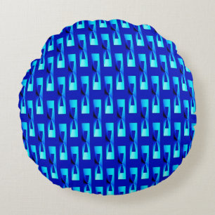 Cojín Redondo Geométrico metálico del art déco - azul de coba