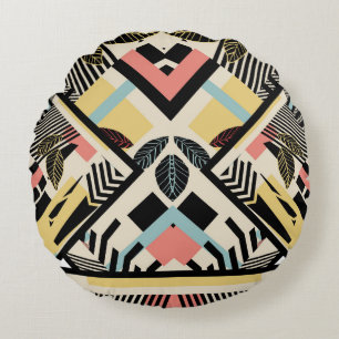 Cojín Redondo Geométrico minimalista: diseño de patrones