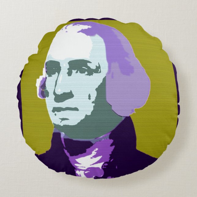 Cojín Redondo George Washington Pop Art No. 1 (Anverso)