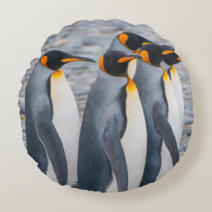 Cojín Redondo Georgia del Sur. Pingüinos rey