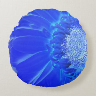 Cojín Redondo gerbera azul eléctrico