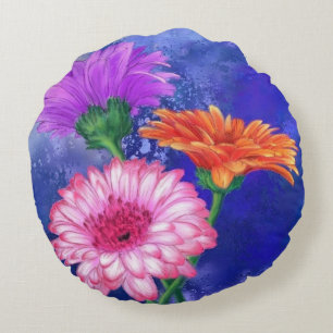 Cojín Redondo Gerberas Ronda Pillow Hermosas Flores