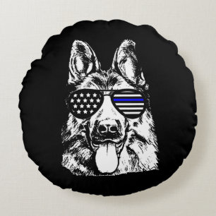 Cojín Redondo German Shepherd Police Officer Police Dog