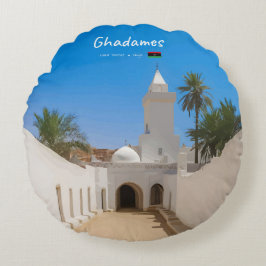 Cojín Redondo Ghadames, Libia - Mezquita Blanca