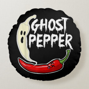 Cojín Redondo Ghost Pepper Funny Spicny Hot Halloween Ghost Pepp