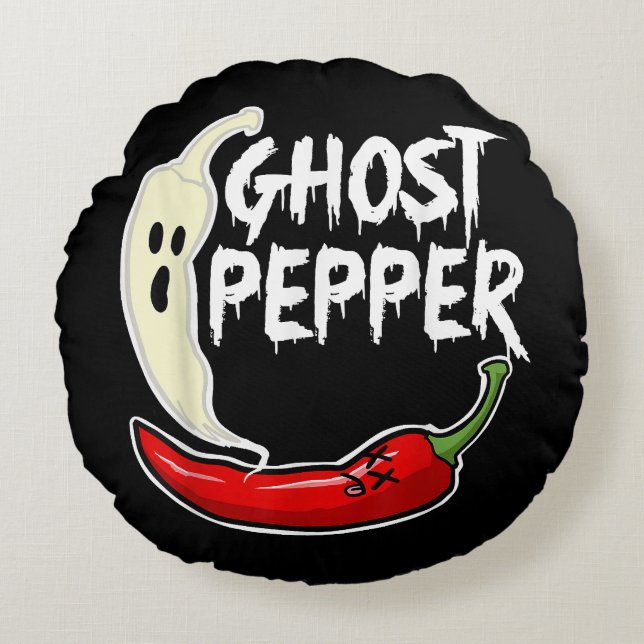 Cojín Redondo Ghost Pepper Funny Spicny Hot Halloween Ghost Pepp (Anverso)