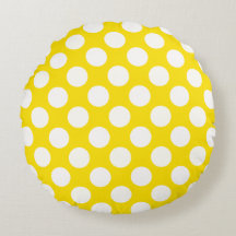 Giant White Polka Dots on Yellow Throw Pillow