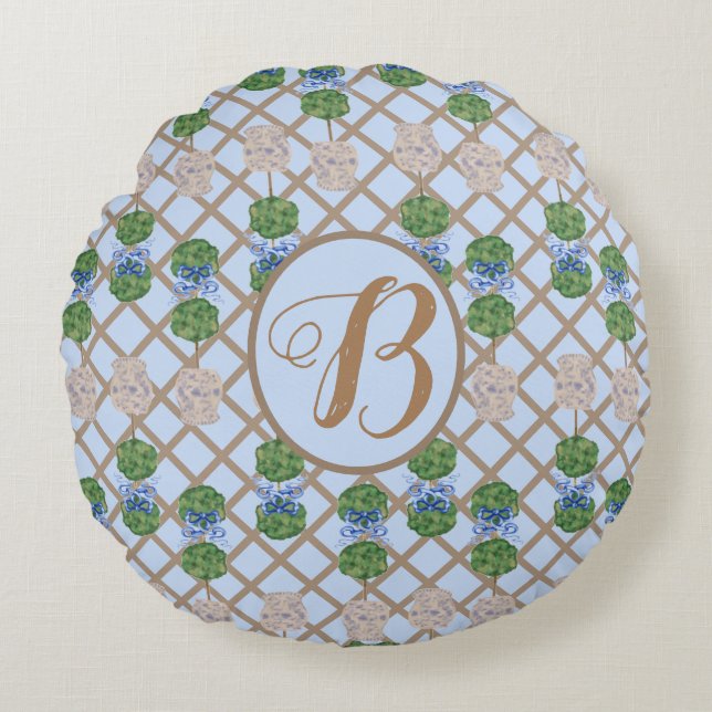 Cojín Redondo Ginger Jar Jars Topiary cesta Ro (Anverso)