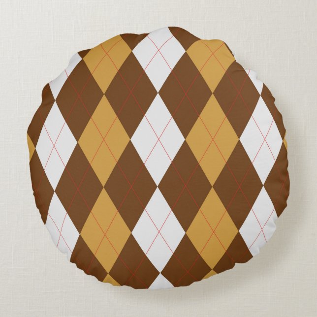 Cojín Redondo Gingerbread Argyle Round Pillow (Reverso)