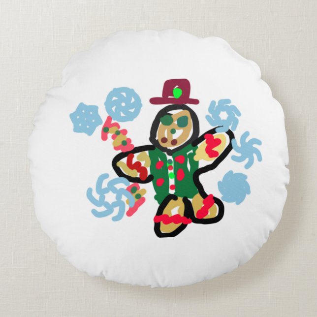 Cojín Redondo Gingerbread man dance (Anverso)