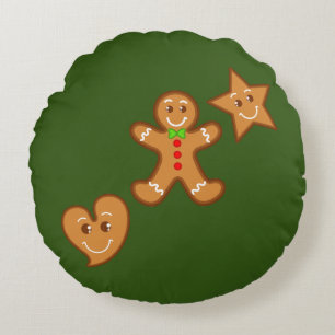 Cojín Redondo gingerbread pals XmaS dulce Patrón 1 color de espa