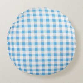 Cojín Redondo Gingham Azul Bebé