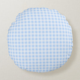 Cojín Redondo Gingham Azul Pastel