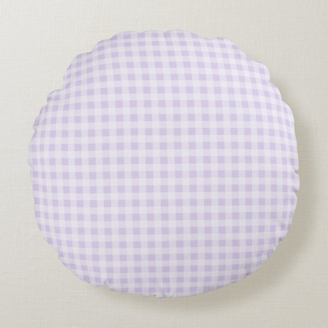 Cojín Redondo Gingham Morado Pálido (Anverso)
