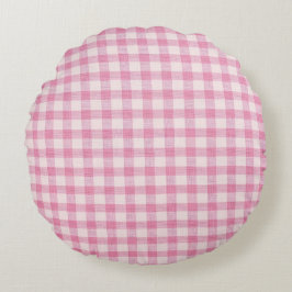 Cojín Redondo Gingham Rosa Bebé