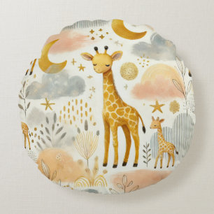 Cojín Redondo Girafa Amarilla Cálida Bebé Nursera Pillow
