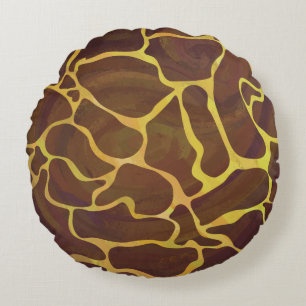 Cojín Redondo Giraffe Brown and Yellow Print