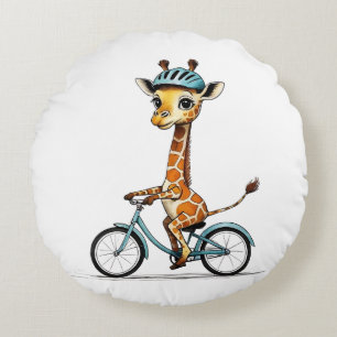 Cojín Redondo Giraffe montando una bicicleta - Lápiz de mano