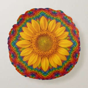 Cojín Redondo Girasol Caleidoscopio