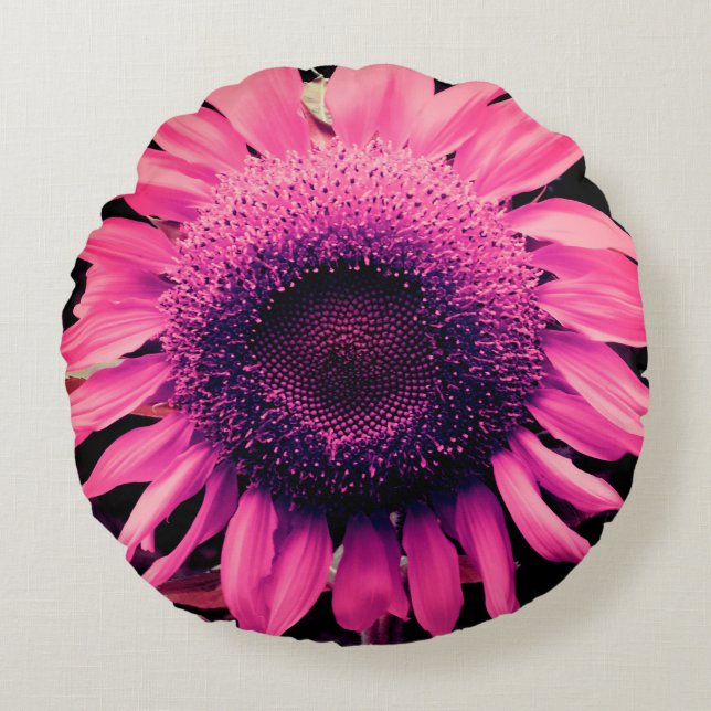 Cojín Redondo Girasol rosa (Anverso)