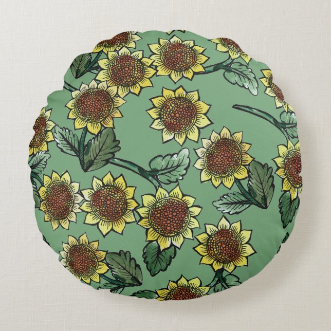 Cojín Redondo Girasoles                                         (Anverso)