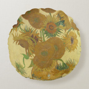 Cojín Redondo Girasoles, Bodegón Pintura Al Óleo, Van Gogh