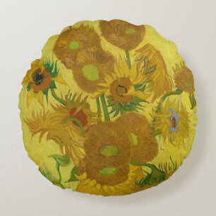 Cojín Redondo Girasoles de Vincent Van Gogh