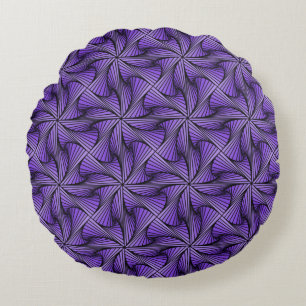 Cojín Redondo Giro de espiral 3D geométrico gráfico morado