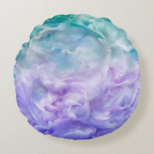 Cojín Redondo Giro de nubes azul y púrpura