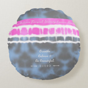 Cojín Redondo Giro de tinte rosa blanco y azul en el estilo