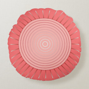 Cojín Redondo Giro geométrico moderno - Rosa de coral profundo