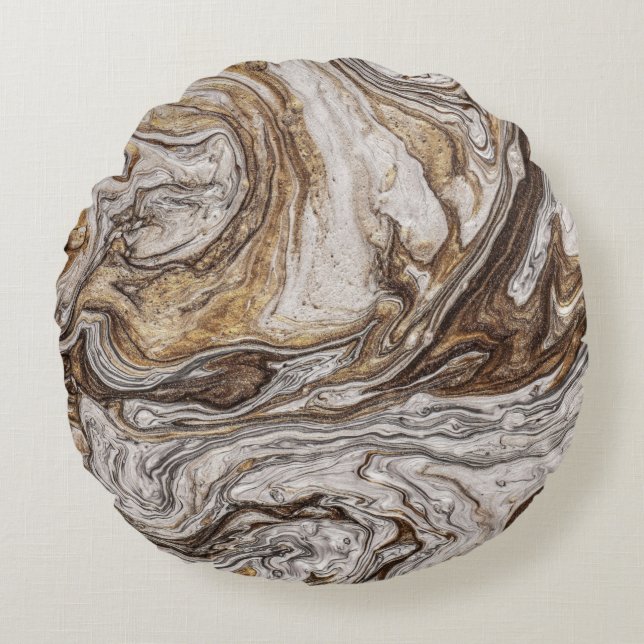 Cojín Redondo glamour 001 colores marrones líquidos (Anverso)