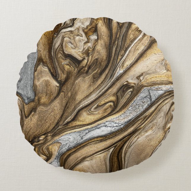 Cojín Redondo glamour 002 colores marrones líquidos (Anverso)