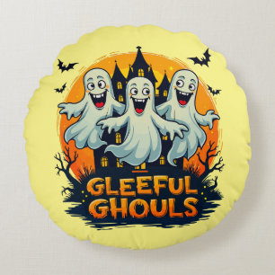 Cojín Redondo Gleeful Ghouls Fun Halloween Ghost Artwork