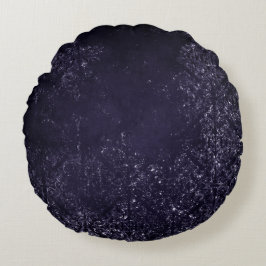 Cojín Redondo Glimmery Indigo Grunge | Midnight Purple Damask
