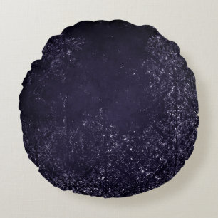 Cojín Redondo Glimmery Indigo Grunge Midnight Purple Damask
