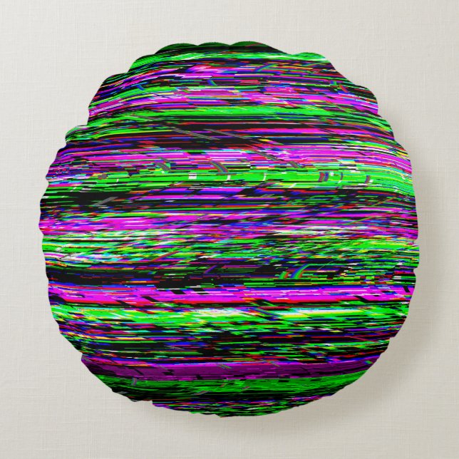 Cojín Redondo Glitch tech abstract pattern (Anverso)