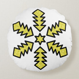 Cojín Redondo Glitter Snowflake - Yellow Star